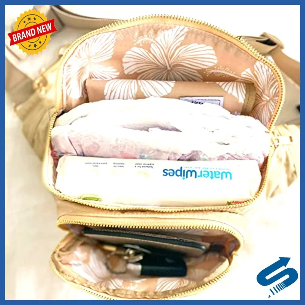 Small Diaper Bag with Changing Pad, Crossbody Fanny Pack, Waterproof Nylon